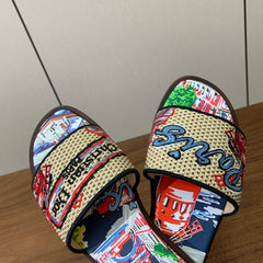 DIOR 25S DWAY SLIDE IN MULTICOLOR CALFSKIN AND FABRIC STYLE 5