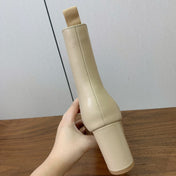 DIOR 25S ANKLE BOOTS 80 MM IN BEIGE CALFSKIN