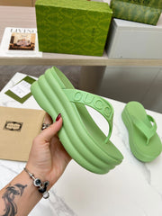 THONG PLATFORM 5 CM IN PISCHIATO GREEN IMPORTED TPU