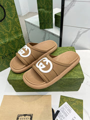 PLATFORM SLIPPERS IN PEANUT BROWN IMPORTED TPU