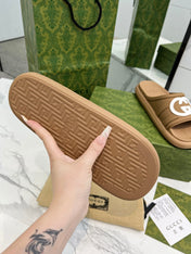 PLATFORM SLIPPERS IN PEANUT BROWN IMPORTED TPU