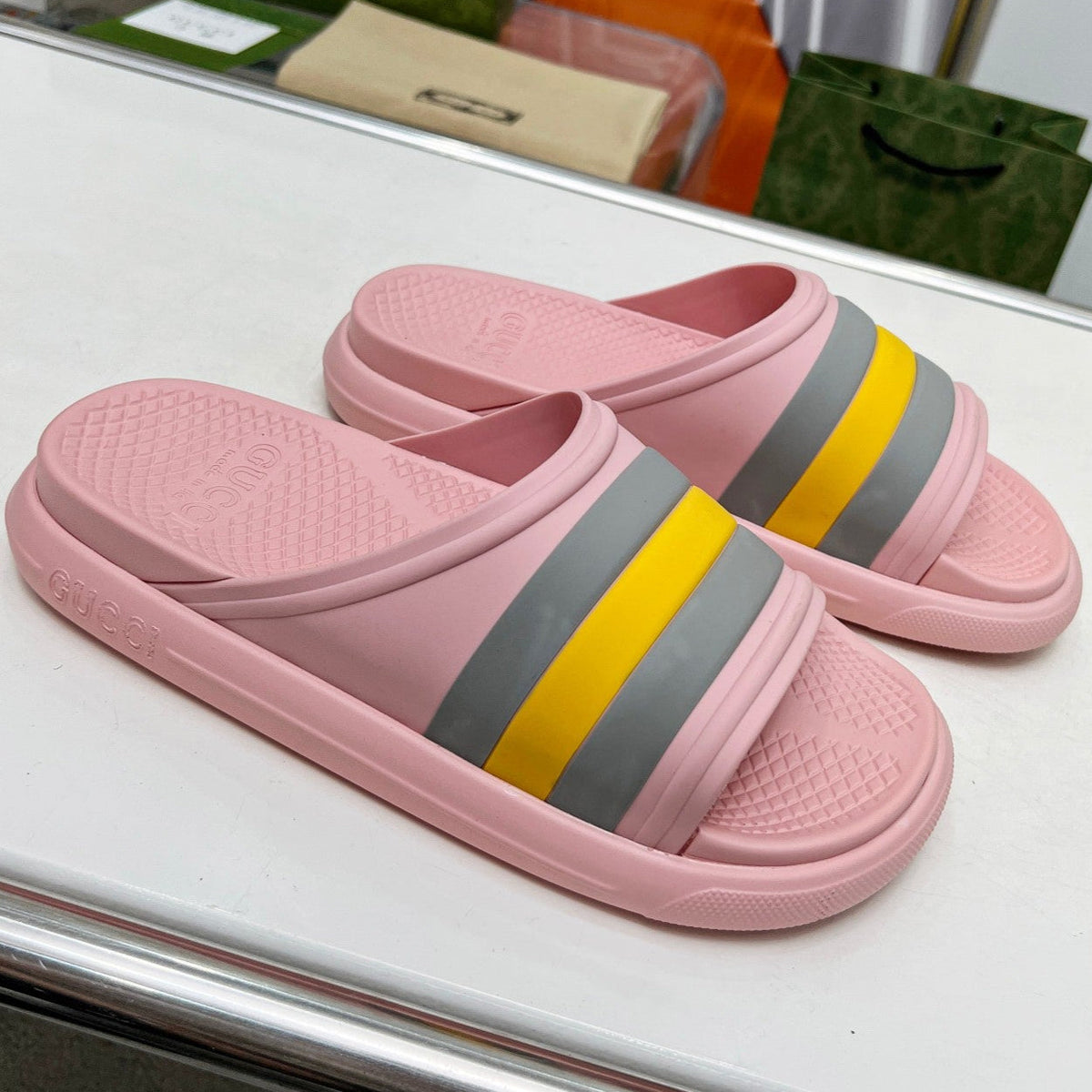 PLATFORM SLIPPERS IN LIGHT PINK MIX COLORFUL IMPORTED TPU