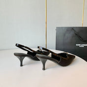 SL BLADE SLINGBACK BLACK SATIN