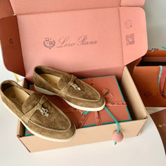 Loro Piana Dark Brown Suede Summer Charms Walk Loafers
