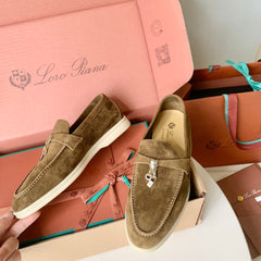 Loro Piana Dark Brown Suede Summer Charms Walk Loafers