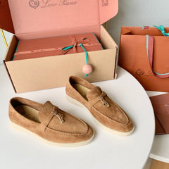 Loro Piana Brown Suede Summer Charms Walk Loafers