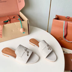 Summer Charms Sandals in White Suede