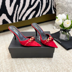 SL LINK MULES PUMP RED VELVET