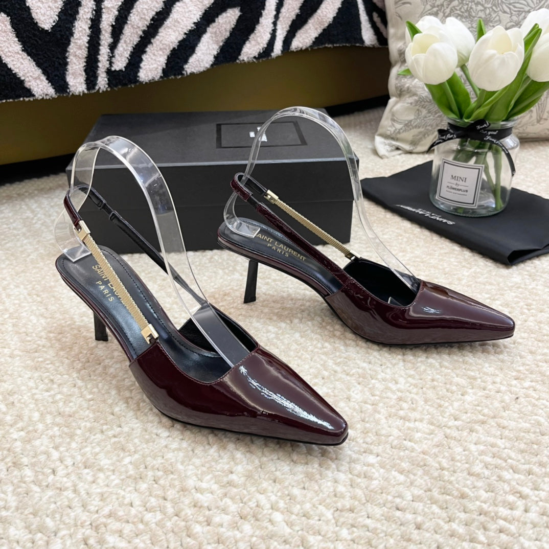 SL BLAKE SLINGBACK PUMPS MULBERRY CALFSKIN