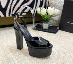 SL JODIE PLATFORM SANDALS BLACK POLISHED CALFSKIN