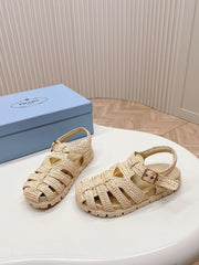 PRA RUBBER FISHERMAN SANDALS BEIGE LAMBSKIN