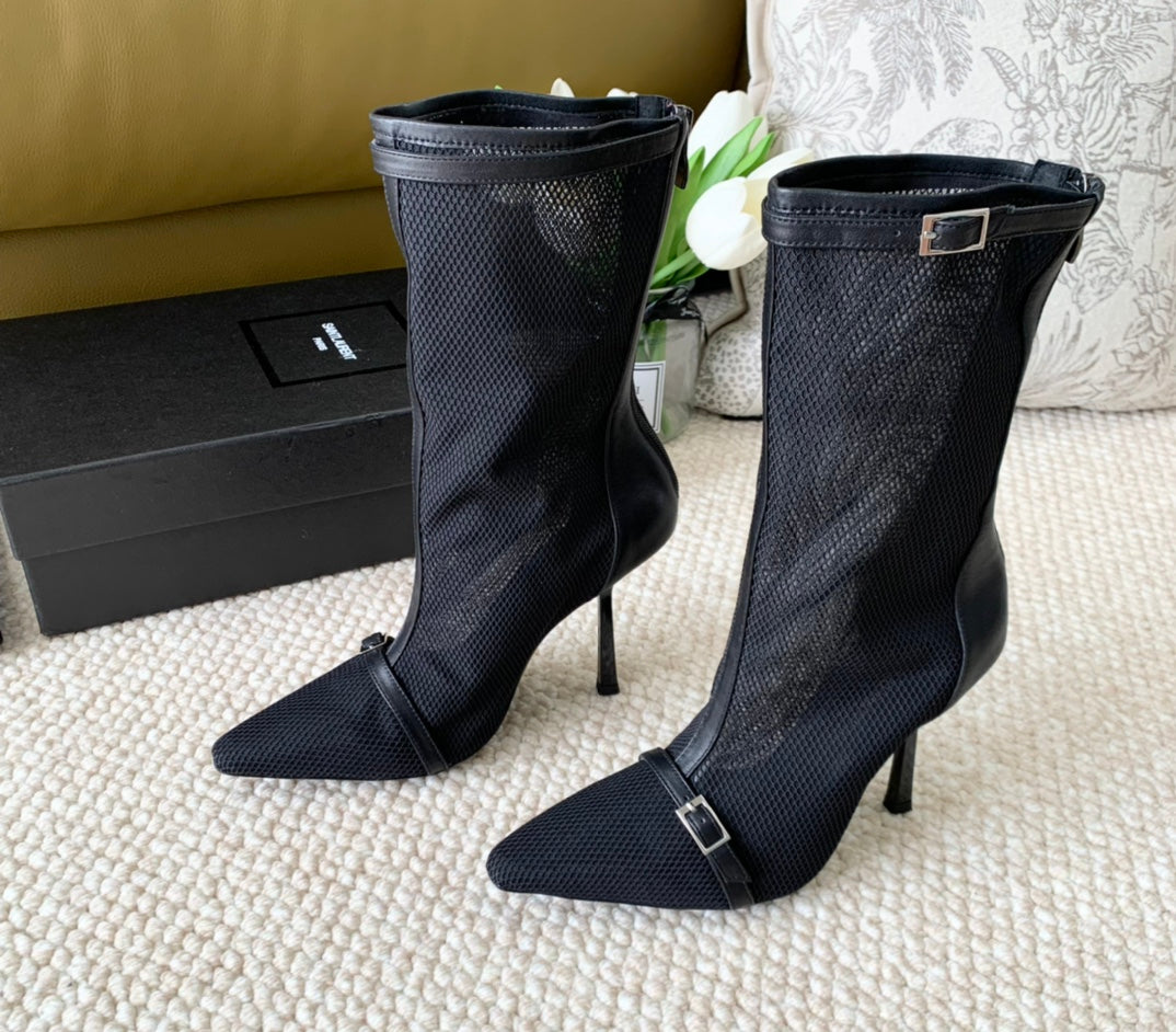 SL OXALIS BOOTIES IN BLACK MESH