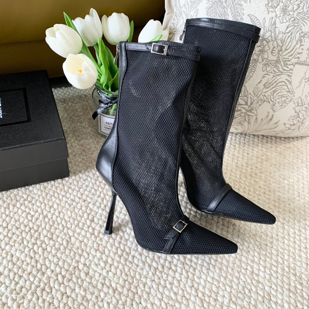 SL OXALIS BOOTIES IN BLACK MESH