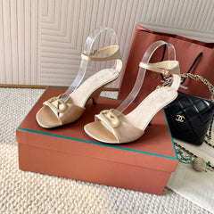 HIGH HEELS SANDALS 80 MM IN LIGHT BEIGE SATIN MIX SUEDUE