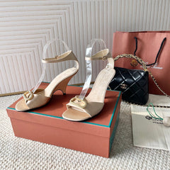 HIGH HEELS SANDALS 80 MM IN LIGHT BEIGE SATIN MIX SUEDUE