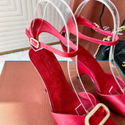 HIGH HEELS SANDALS 80 MM IN RED SATIN MIX SUEDE