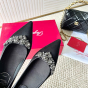 EFFLORESCENCE BALLERINAS IN BLACK SATIN