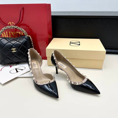 VLTN ROCKSTUD HEELS 25S 60 MM IN BLACK GLOSSY LEATHER