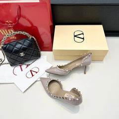 VLTN ROCKSTUD HEELS 25S 60 MM IN SOFT LILAC BEIGE GLOSSY LEATHER