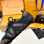 SNEAKERINA TRAINERS IN BROWN AND BLACK FABRIC AND CANVAS