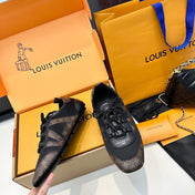 SNEAKERINA TRAINERS IN BROWN AND BLACK FABRIC AND CANVAS