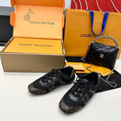 SNEAKERINA TRAINERS IN BROWN AND BLACK FABRIC AND CANVAS