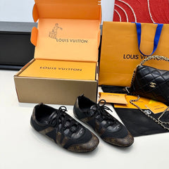 SNEAKERINA TRAINERS IN BROWN AND BLACK FABRIC AND CANVAS