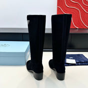 PRADA 25S HIGH-CUT BOOTS 55 MM IN BLACK SUEDE