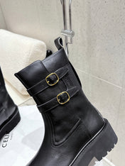 CELINE 26S ANKLE BOOTS IN BLACK CALFSKIN