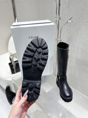 CELINE 26S KNEE-HIGH BOOTS IN BLACK CALFSKIN