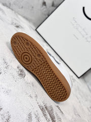 RETRO SNEAKERS WITH RIPTAPE STRAPS IN WHITE LAMBSKIN KNITTED PATTERN