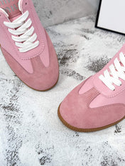 RETRO SNEAKERS IN PINK LAMBSKIN MIX SUEDE