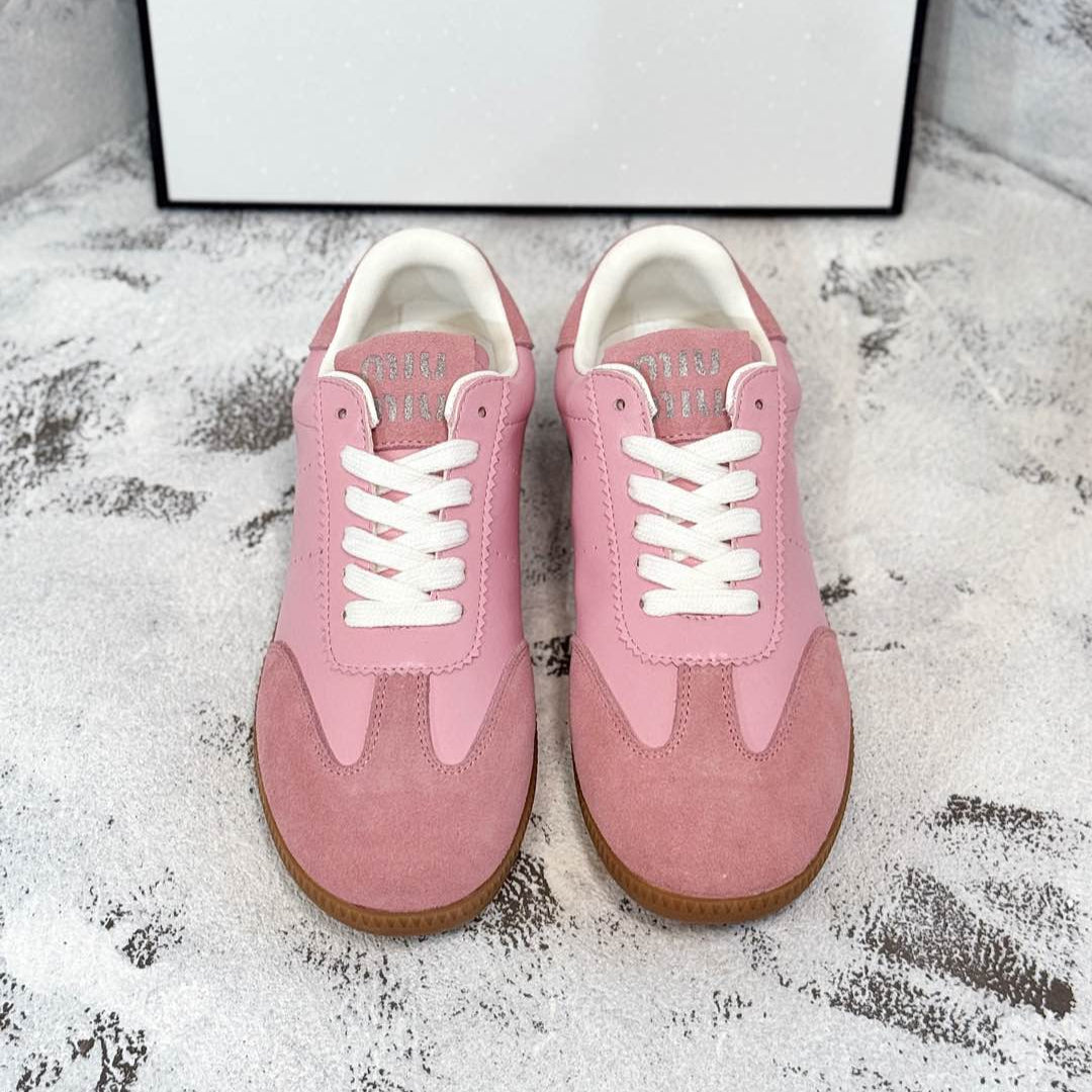 RETRO SNEAKERS IN PINK LAMBSKIN MIX SUEDE
