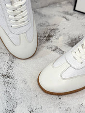 RETRO SNEAKERS IN WHITE LAMBSKIN WITH KNITTED PATTERN