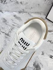 RETRO SNEAKERS IN WHITE LAMBSKIN MIX PEANUT SUEDE