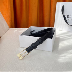 BELT 18MM IN BLACK CALFSKIN WITH RECTANGULAR BUCKLE EMBOSSED LOGO