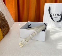 BELT 18MM IN WHITE CALFSKIN WITH RECTANGULAR BUCKLE EMBOSSED LOGO