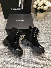 SHORT BOOTS BLACK SUEDE LAMBSKIN