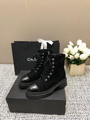 SHORT BOOTS BLACK SUEDE LAMBSKIN