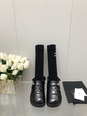 CHUNKY PLATFORM SHEARLING SLIPPER BLACK LAMBSKIN