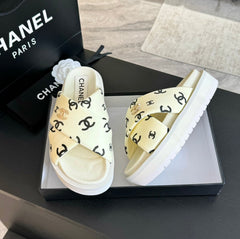 Cross Straps Mule Sandals Lambskin Beige Cream
