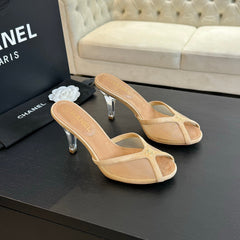 Double C High Heel Tan Brown Lambskin