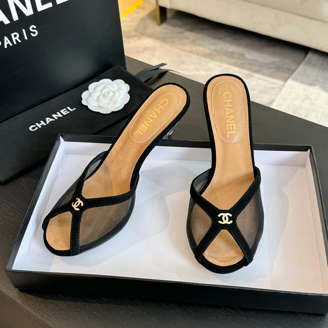 Double C High Heel Black Lambskin