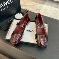 mary jane flat Red Wine patent calfskin