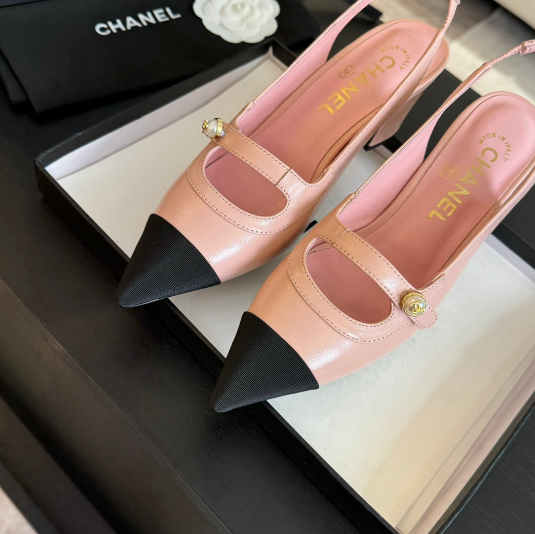 Double C WOMEN'S Slingback SPIRIT TOE Light Pink Lambskin