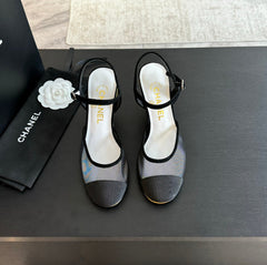 Waterproof Platform High Heels Transparent Heel Mesh  Black