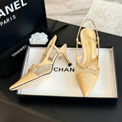 MESH LOGO SLINGBACKS IN BEIGE LAMBSKIN
