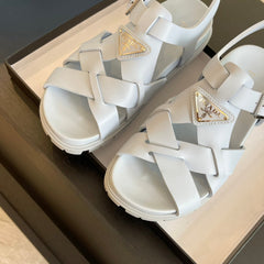 PRA CRISSCROSS RUBBER SANDALS PASTEL SKY CALFSKIN