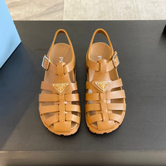 PRA RUBBER FISHERMAN SANDALS BRONZE CALFSKIN
