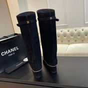 HIGH BOOTS 6.5 CM IN BLACK SUEDE AND CALFSKIN